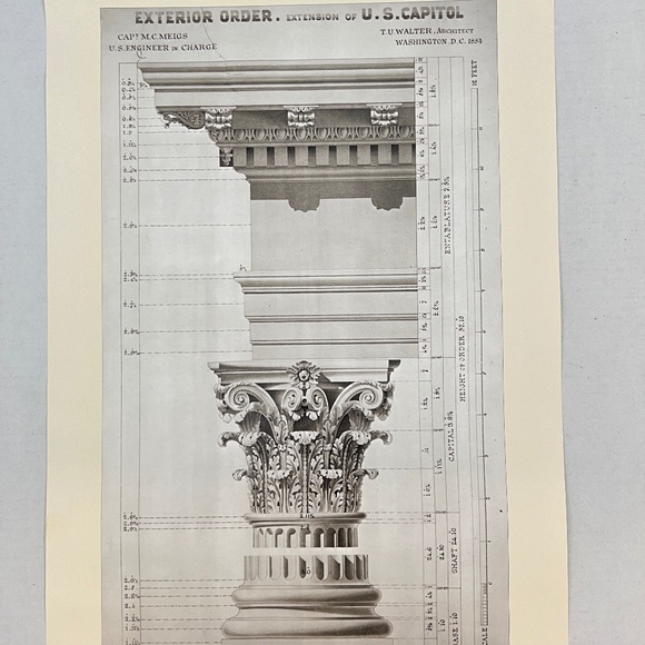 Vintage 80s Column Us Capitol Architectural Rendering Poster by Architect 1854 - Picture 6 of 6